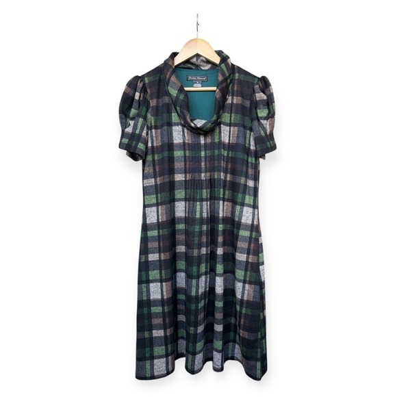 Jessica Howard Dresses & Skirts - Women's Tartan Plaid Cowl Neck Puff Sleeve Midi Dress Size M Academia Teacher